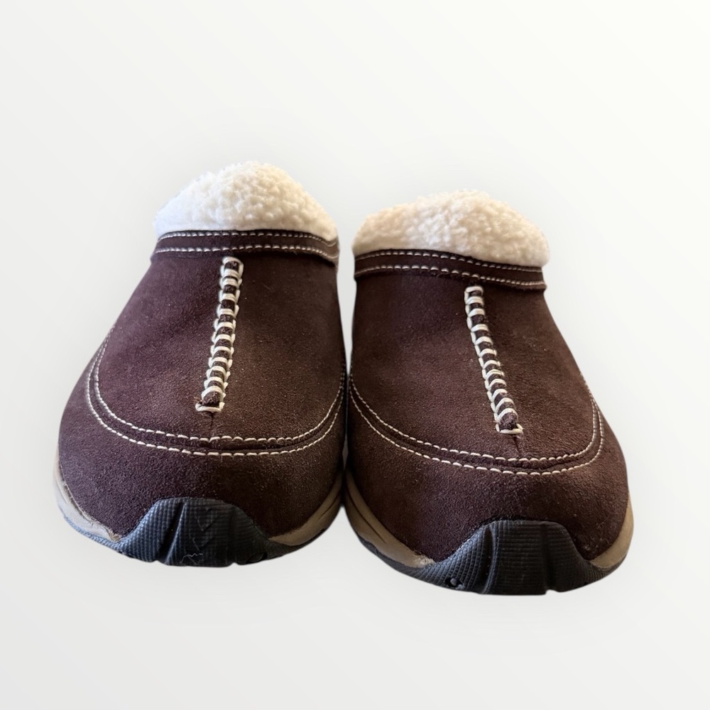 Easy Spirit Estravelwind 7.5M Slip On Clogs Mules Brown Suede Leather Sherpa - Picture 3 of 8